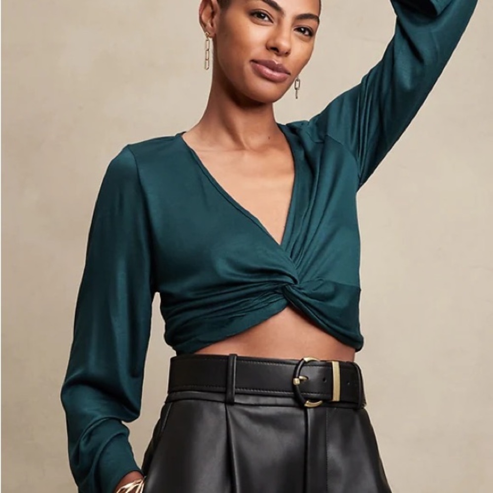 Banana Republic Teal Twist-Front Crop Top